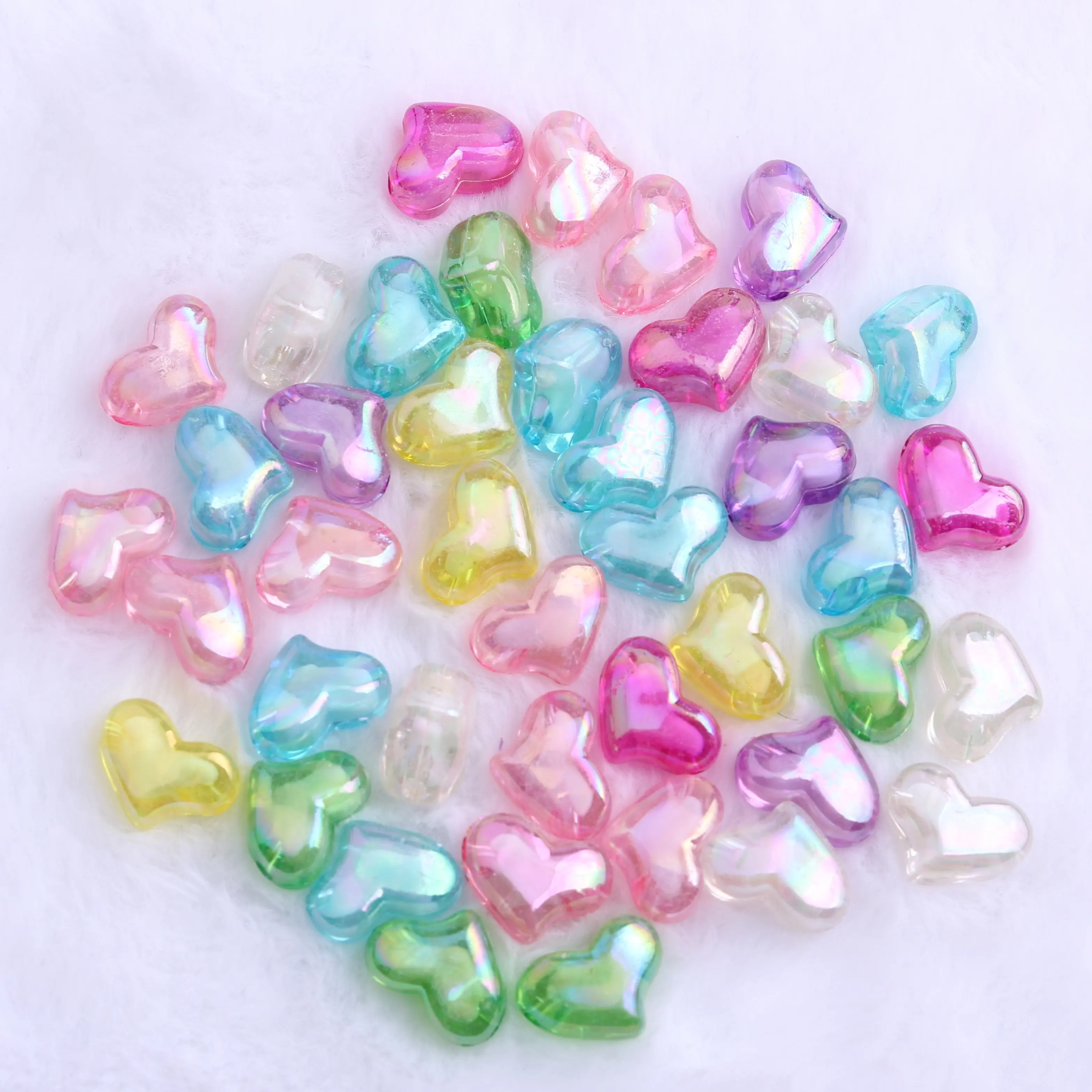 Großhandel Bunte Mischung Farbe Herzform Acryl AB Perle in Perle für Kinder Klobige Perlen Halskette Schmuck machen 22mm 200pcs