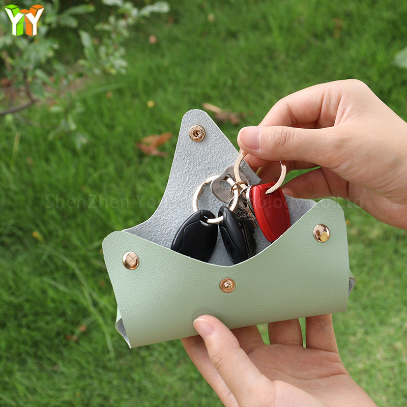 YY Model 091601 Simple Stylish PU Leather Key Bag Holder - Portable Car Key Pouch for Men Women
