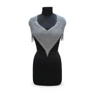 Chaleco de Armadura de Acero Inoxidable Plateado con Forma Irregular, Prenda de Disfraz de Guerrero a la Moda para Mujer - Product Image 3