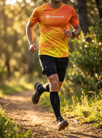 T-shirt de sport en polyester tricoté sur mesure OEM, coupe classique, pour marathon, course à pied, gym, sublimation, pour hommes