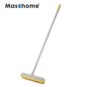 Masthome Scopa 2 in 1 Grigia e <span class=keywords><strong>Gialla</strong></span> con Manico in Metallo Rimovibile e Spazzola Morbida in TPR con Tergivetro - Product Image 1