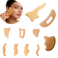 Planche de massage Gua Sha en bois de hêtre naturel, polie à la main, pour drainage lymphatique et traitement de la cellulite