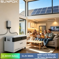 Batterie au lithium Lifepo4 SUNPOK 15KWh 51.2V 15kw 300Ah 15KWh LFP 48V pour système solaire domestique, stockage d'énergie