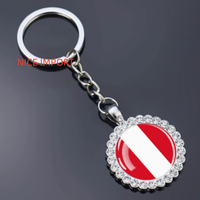 Porte-clés fleur en strass drapeau autrichien, très populaire, pour sac à dos, décoration de clés, breloque de portefeuille, souvenir de voyage