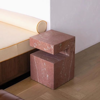 Table console en marbre travertin beige durable, design moderne pour salon, chambre, appartement, hôtel