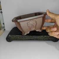 Pot à bonsaï en sable violet de Yixing avec motif tête de bête et pieds en forme de nuage