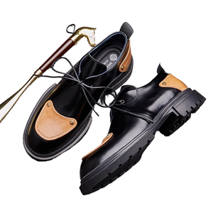 Chaussures en cuir décontractées tendance pour hommes Bout rond Lacets Cuir véritable Chaussures basses pour mariage Printemps Été & Automne - Product Image 4