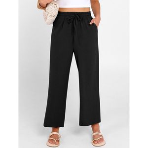 FOXA Pantalon Capri Femme Ample Taille Haute en Lin et Coton Respirant avec Poches – Idéal Été, Plage et Tenues Décontractées - Product Image 6