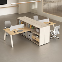 Ensemble de bureau et chaise en PVC moderne et simple avec rangement bibliothèque, double poste de travail 4x6 pour usage professionnel