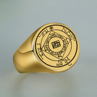 Der Schlüssel Salomons, der Dritte Sonnen-Pentagramm, Tetragrammaton, Lasergravierter Talisman, Geschenk-Schmuck, Edelstahlringe
