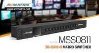 AVMATRIX MSS0811 Conmutador de Matriz 3G-SDI 8x8, Router de Video SDI Compacto con Pantalla LCD y Doble Alimentación para Transmisión en Vivo