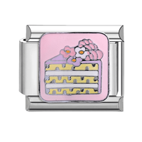 Italienische Charms Niedliche Cartoon-Persönlichkeiten Edelstahl Platinbeschichtetes Charm-Modul Armband Eiscreme Kuchen Handgefertigt DIY