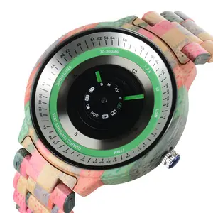 참신 디자인 품질 럭셔리 브랜드 로고 남자 무지개 다채로운 석영 손목 시계 독특한 나무 대나무 시계
