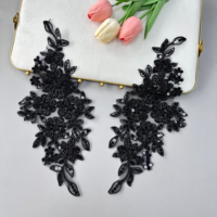 Applique en dentelle brodée florale 3D à sequins pour la décoration de robes de mariée, motif en dentelle fait main pour robes et costumes DIY