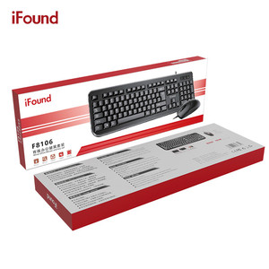 iFound F8106 Wired <b>Keyboard</b> Mouse Combo 104 Keys <b>USB</b> English Office Set - Product Image 1