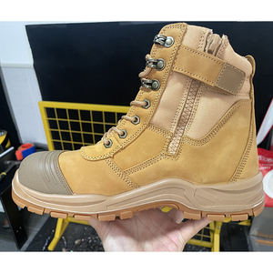 DSF1024 Leather Safety <b>Work</b> <b>Boots</b> Anti puncture sole High Top Outdoor Waterproof Custom Logo Hiking Shoes Brown Yellow <b>Black</b> - Product Image 3