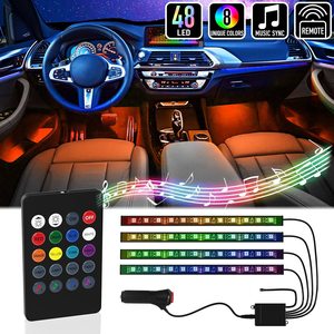 Nouvelle télécommande RGB 7 couleurs Contrôle <span class=keywords><strong>8</strong></span> SMD 5050 *4 pièces Éclairage intérieur de voiture <span class=keywords><strong>LED</strong></span> Lumière d'ambiance au sol - Product Image 1