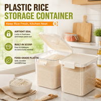 Contenedor de Almacenamiento de Arroz de Plástico Resistente de 20 Libras, para Uso Doméstico, Sellado, a Prueba de Insectos y Humedad, para Granos y Harina