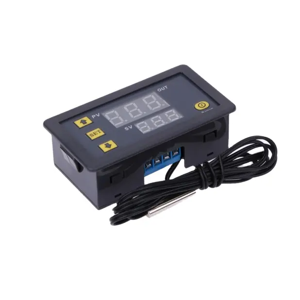 W3230 Pengontrol Suhu Digital DC 12V, Penyimpanan Data Pengukur Suhu Digital Layar Merah dan Biru 20A -55-120 Derajat