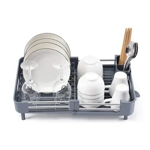 BX Kitchen cutlery tabletop multi-purpose telescopic dish storage rack drain rack