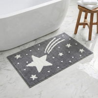 Tapis de bain floqué super doux et luxueux, antidérapant, absorbant, en microfibre, motif étoile filante, marron, pour la maison et l'hôtel, tapis de sol Keep Smile