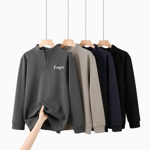 High Quality Stand up Collar Half Zipper Long Sleeved Tactical Hoodie Pullover Sports Training Custom Printing Men's Sweatshirts - Product Image 1