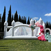 Château Gonflable Blanc Commercial avec Piscine à Balles, Toboggan Aquatique et Piscine – Idéal pour Mariages et Locations