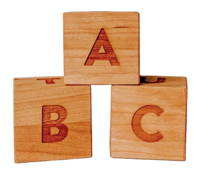 Modern Wooden Alphabet Blocks Handmade Letter and Numeral Blocks on Solid Wood Montessori Wooden Baby Toys