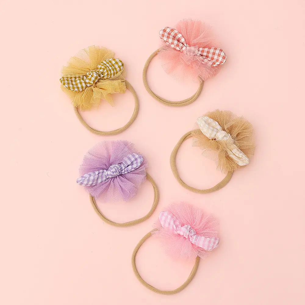 Princess Photography Props Gauze tutu hair band baby Mesh flower bunny ears headband