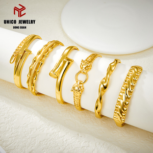 צמיד יוניסקס וינטג' טרנדי מצופה זהב 18 קראט מפלדת אל-חלד מלוטשת עם קריסטל ריינסטון לאירועי חתונה ומסיבות - Product Image 2