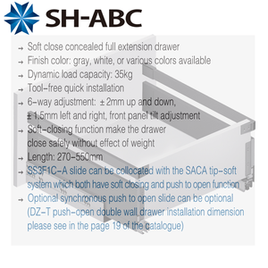 درج مزدوج الجدار بإغلاق ناعم، صندوق تانديم نحيف مخفي بإغلاق ناعم لأجهزة المطبخ وطاولات المكتب - Product Image 5