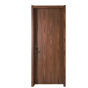 Porta in legno personalizzata a buon mercato moderna Pvc Hdf camera interna pannelli in Pvc strato di Teak porta in legno Design porta in legno massello con telaio personalizzato