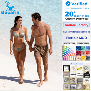 Ensemble <span class=keywords><strong>maillot</strong></span> de bain personnalisé pour couple Bikini <span class=keywords><strong>sexy</strong></span> à imprimé pour femmes et ensemble bikini à séchage rapide pour hommes <span class=keywords><strong>maillot</strong></span> de bain d'été - Product Image 1