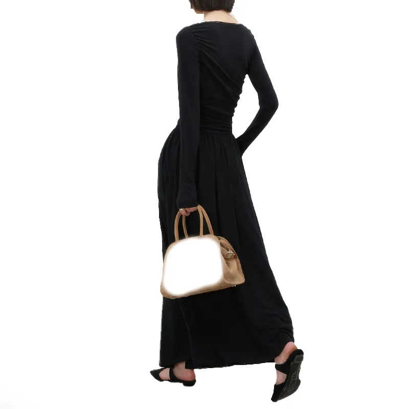 High Quality Customization Clothing Summer long Sleeve Loose Pure Color Maxi Elegant Long Dresses Women