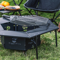 Table d'appoint pliable et portable en métal pour foyer extérieur et camping
