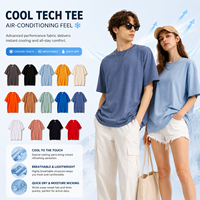 T-shirt en coton technologique rafraîchissant, respirant, séchage rapide, sensation de climatisation, impression de logo personnalisé, streetwear