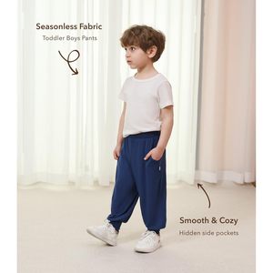Pantalones de Algodón Viscosa para Niños Pequeños, Cintura Alta, Suaves, Transpirables, Casuales, Unisex, Largos, Tipo Jogger - Product Image 4