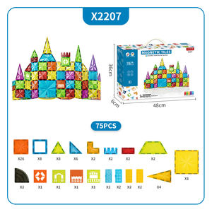 Set blok bangunan ubin magnetik plastik edukasi kualitas bagus mainan dan hadiah anak-anak tersertifikasi EN71 - Product Image 2