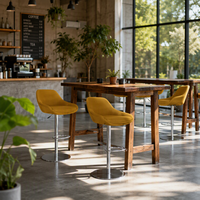 Tabouret de bar réglable en hauteur, pivotant, pour comptoir de restaurant, siège rembourré, base en acier inoxydable, chaise moderne pour boîte de nuit