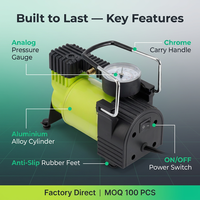 12V DC Car & MPV Tire Inflator with Tire Pressure Monitor & Pointer Gauge Portable Air Compressor for Rapid Inflation