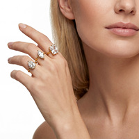 Bague de mariage empilable pour femme en acier inoxydable 304 plaqué or PVD 18 carats, sertie de grands zircons, étanche, style luxe et mode