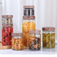 Factory Wholesale New 280ml 380ml 500ml 750ml 1000ml Wood-Grain Metal-Lid Glass Jam & Honey Jars
