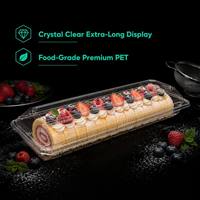 Transparante rechthoekige wegwerp PET bakkerijverpakking voor brood, croissant, fruitcake, croffle, fruitsalade - aanpasbare maat en logo