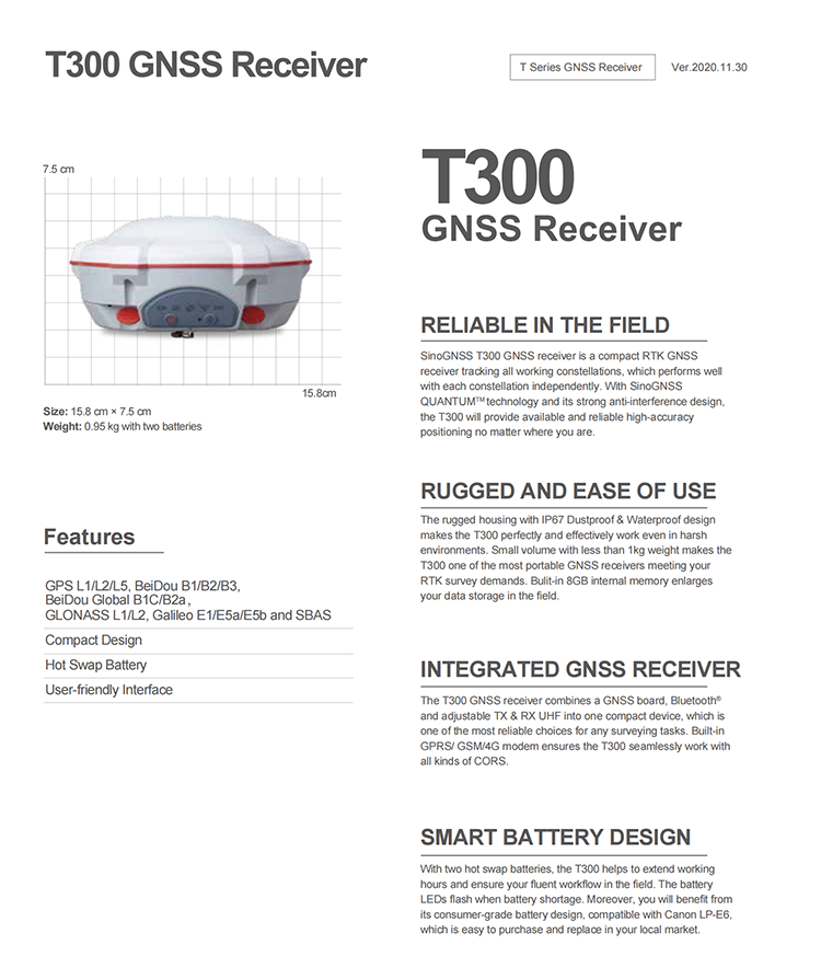 High Stability IMU GNSS Receiver Sino GNSS ComNav T300 GNSS GPS RTK