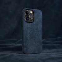 Coque de téléphone mobile pour iPhone 15 Pro, en Alcantara italien authentique, entièrement enveloppante, avec estampage à chaud en cuivre, fonction magnétique, service OEM/ODM