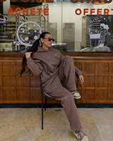 Ensemble de survêtement décontracté deux pièces pour femme, automne, avec sweat à capuche et pantalon à jambe droite, vente en gros