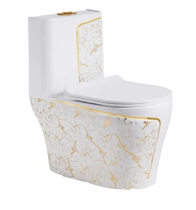 White Gold Line Chinese Toilets With Good Quality and Easy-cleaning Toilet Bowl