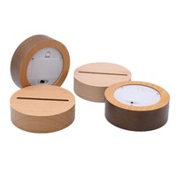 Support de Présentation en Bois pour Lumières LED à Piles AAA, Socle en Bois Alimenté par Piles pour Lumières LED 3D en Acrylique