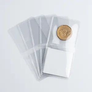 Commercio all'ingrosso personalizzato 2x2 2.5x2.5 pollici doppia tasca moneta in vinile Flips PVC plastica gettoniera portaoggetti