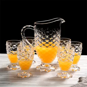 7 piezas superventas nórdico claro hogar Derac Drinkware taza de agua jugo olla de vidrio juego de jarra de té